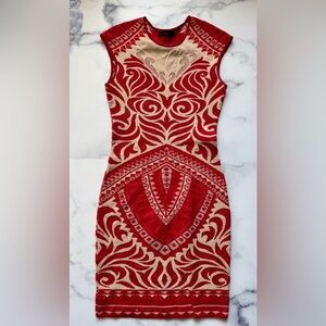 RVN Red and Nude Bodycon Dress - Size Small